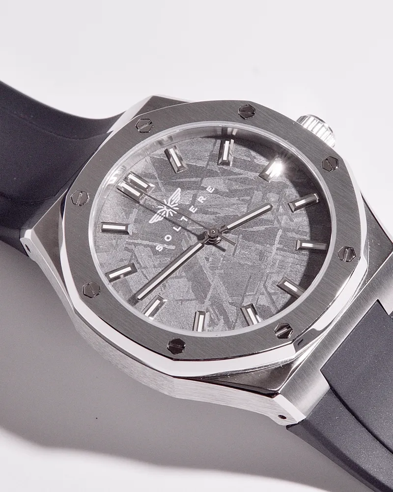 Soltere Visto meteorite dial, brushed steel case